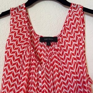 Karen Kane Red and White 100% rayon super light- Pleated Blouse